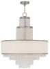 Nickel Clear And Off White Six Light Metal Dimmable Chandelier With Shades