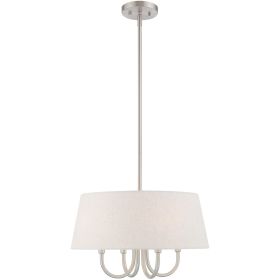 Nickel And Cream Four Light Metal Dimmable Chandelier With Shades