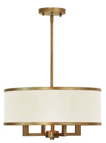 Gold Four Light Metal Dimmable Chandelier With Shades