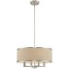 Nickel And Ash Gray Four Light Metal Dimmable Chandelier With Shades
