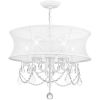 White Five Light Dimmable Chandelier With Shades