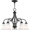Black Five Light Dimmable Chandelier With Shades