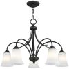 Black Five Light Dimmable Chandelier With Shades