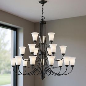 Black Multi Light Dimmable Chandelier With Shades