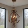 Four Light Dimmable Chandelier With Shades