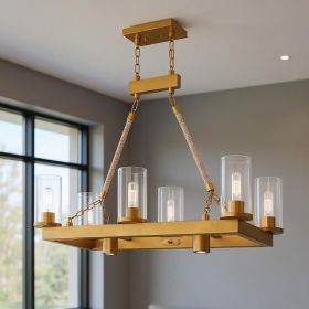 Eight Light Dimmable Chandelier With Shades