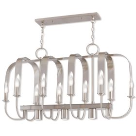 Nickel Multi Light Metal Dimmable Chandelier With Shades