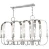 Nickel Multi Light Metal Dimmable Chandelier With Shades