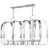 Nickel Multi Light Metal Dimmable Chandelier With Shades
