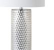 30" Silver Table Lamp With Drum Shade
