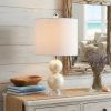 19" Clear And Off White Globe Table Lamp With Drum Shade