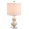 19" Clear And Off White Globe Table Lamp With Drum Shade
