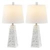 Set of Two 21" White Geometric Table Lamps With Empire Shades