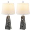Set of Two 21" Gray Geometric Table Lamps With Empire Shades