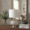 23" Silver Round Table Lamp With Drum Shade