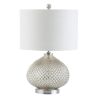23" Silver Round Table Lamp With Drum Shade