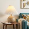 17" Beige Ribbed Round Table Lamp With Empire Shade