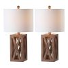 Set of Two 22" Brown Table Lamps With Drum Shades