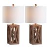 Set of Two 22" Brown Table Lamps With Drum Shades