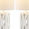 Set of Two 22" White Table Lamps With Drum Shades