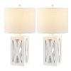 Set of Two 22" White Table Lamps With Drum Shades