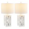 Set of Two 22" White Table Lamps With Drum Shades