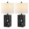 Set of Two 22" Black Table Lamps With Drum Shades