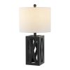 Set of Two 22" Black Table Lamps With Drum Shades
