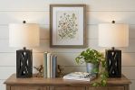 Set of Two 22" Black Table Lamps With Drum Shades