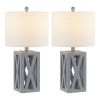 Set of Two 22" Gray Table Lamps With Drum Shades