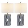 Set of Two 22" Gray Table Lamps With Drum Shades