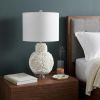 24" Off White Seashell Table Lamp With White Drum Shade