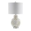 24" Off White Seashell Table Lamp With White Drum Shade