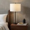 29" Antiqued Bronze Table Lamp With Drum Shade