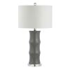 27" Gray And Clear Gourd Bedside Lamp With Drum Shade