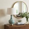 31" Gold Round Table Lamp With Globe Shade