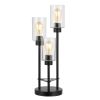 21" Black Three Light Novelty Table Lamp With Cylinder Shade