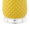 23" Yellow Gold And Clear Ceramic And Acrylic Pineapple Table Lamp With Globe Shade