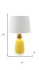 23" Yellow Gold And Clear Ceramic And Acrylic Pineapple Table Lamp With Globe Shade