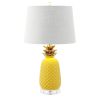 23" Yellow Gold And Clear Ceramic And Acrylic Pineapple Table Lamp With Globe Shade