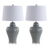 Set of Two 27" Clear Novelty Bedside Lamps With Empire Shades