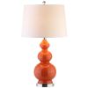 28" Orange And Silver Novelty Table Lamp With Drum Shade