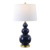 28" Navy Blue And Gold Novelty Table Lamp With Empire Shade