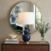 28" Navy Blue And Gold Novelty Table Lamp With Empire Shade