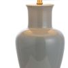 29" Gray And Gold Urn Bedside Lamp With Drum Shade