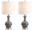 Set of Two 22" Silver Urn Bedside Lamps With Drum Shades