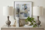 Set of Two 22" Silver Urn Bedside Lamps With Drum Shades