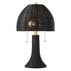 22" Black Round Bedside Lamp With Dome Shade