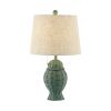 Set of Two 21" Green Urn Bedside Lamps With Empire Shades