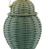 Set of Two 21" Green Urn Bedside Lamps With Empire Shades